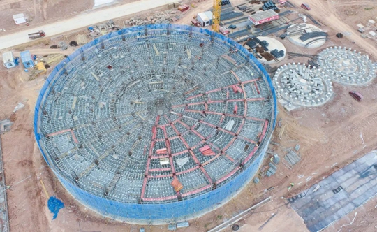 邦普宜化項目標(biāo)志性建筑“鳥巢”初具雛形！